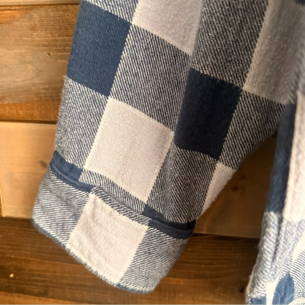 Levi’s SilverTab Men’s XXL 100% Cotton Flannel Shirt Blue White Buffalo Plaid - Picture 5 of 11